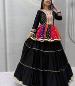 Navratri Multicolour Gamthi Work Kediya Lehenga Choli