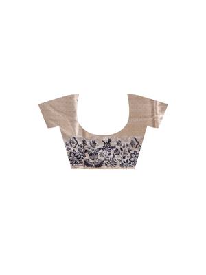off-white jacquard with embroidery saree with blouse piece 5