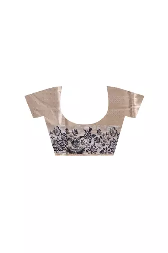off-white jacquard with embroidery saree with blouse piece