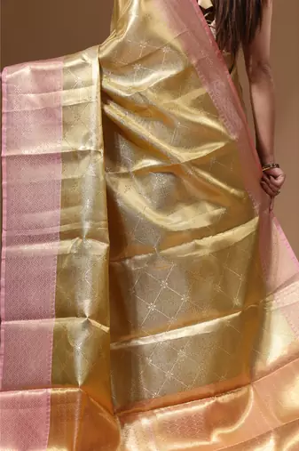 yellow silk blend saree with blouse piece