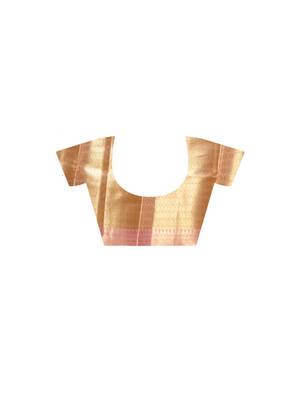 yellow silk blend saree with blouse piece 5