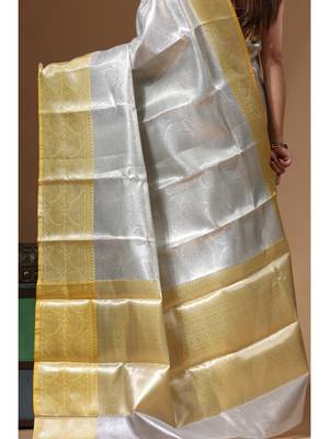 grey silk blend saree with blouse piece 4