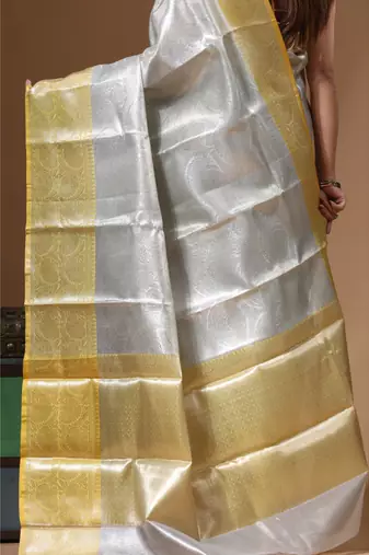 grey silk blend saree with blouse piece