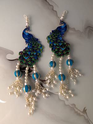 Handmade Peacock Beads Hanging Decorative Wall Hanging with Blue Ball for Home Decoration (Pack of 2) 3