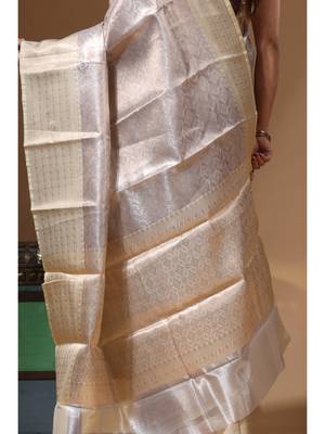 dusty grey silk blend saree with blouse piece 4