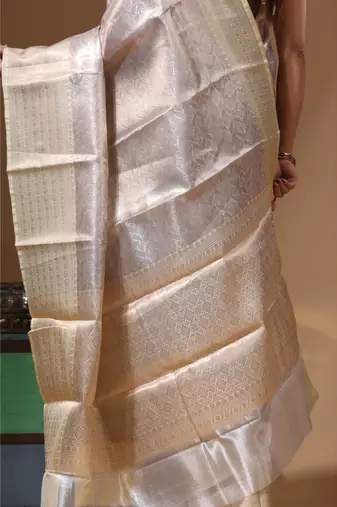 dusty grey silk blend saree with blouse piece