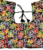 black  hand embroidered cotton blouse