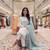 Sky Blue Color Embroidery And Thread Work Silk Blend Salwar Suit