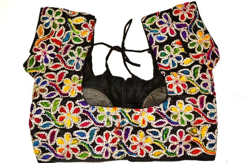 black  hand embroidered cotton blouse