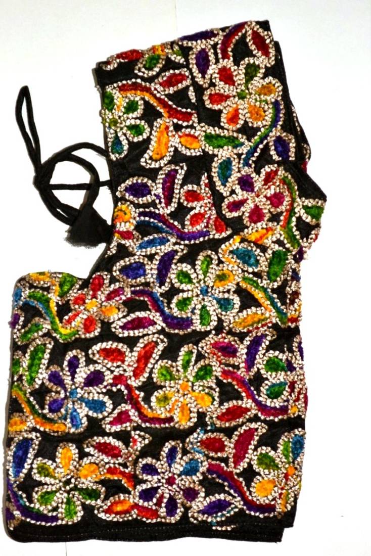 black  hand embroidered cotton blouse