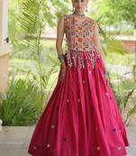 Kora Cotton Navratri Lehenga Choli with Thread Embroidery Gamthi Mirror Work & Latkan - free size