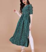 GREEN BANDHANI FOLI PRINT DESIGN WORK WITH RAYON FABRIC KURTI 