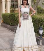 rayon Work Lehenga Choli with Gamthi Mirror Work & Patti Lace Full Stitched Wedding Wear Lehenga Set - free size