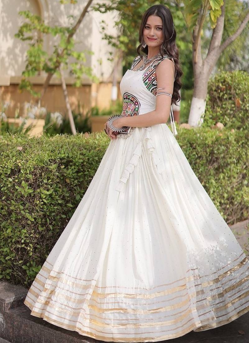 rayon Work Lehenga Choli with Gamthi Mirror Work & Patti Lace Full Stitched Wedding Wear Lehenga Set - free size