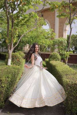 rayon Work Lehenga Choli with Gamthi Mirror Work & Patti Lace Full Stitched Wedding Wear Lehenga Set - free size 5