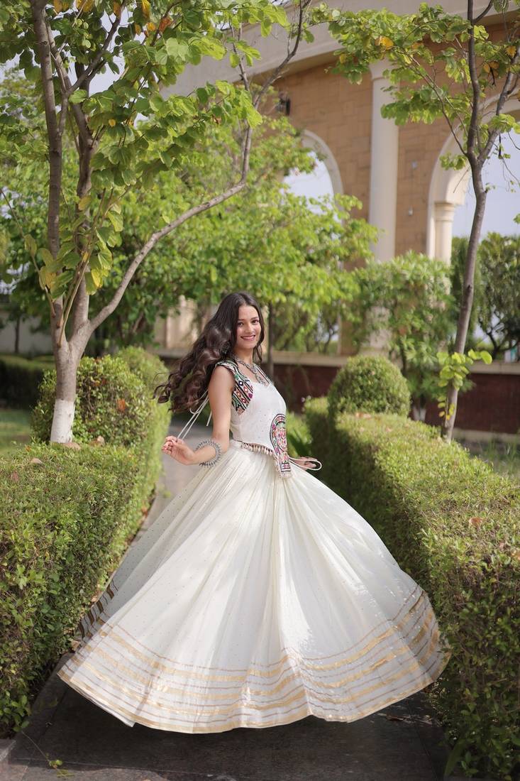 rayon Work Lehenga Choli with Gamthi Mirror Work & Patti Lace Full Stitched Wedding Wear Lehenga Set - free size