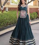 rayon Work Lehenga Choli with Gamthi Mirror Work & Patti Lace Full Stitched Wedding Wear Lehenga Set - free size