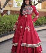 Kora Cotton Gamthi Gota Patti Mirror Work Lehenga Choli with Full Sleeves Shrug For Women - free size