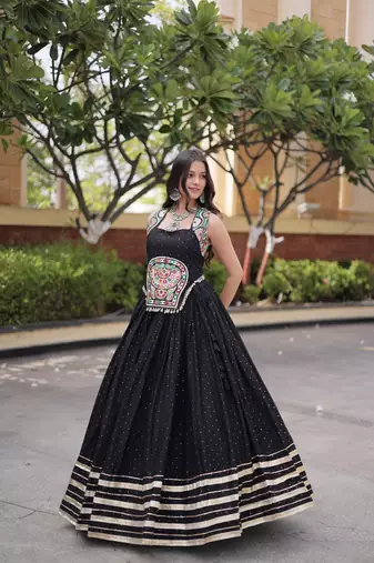 Reyon Mukesh Work Lehenga Choli with Gamthi Mirror Work & Patti Lace Full Stitched  Wedding Wear Lehenga Set