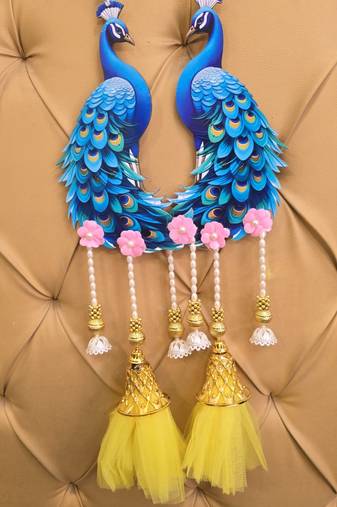 decorative mdf peacock latkan hanging home decorhanging for pooja decor & all festival decor (pack of 2)