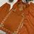 orange color embroidery work silk blend  salwar suit