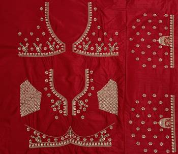 red color Khatali handwork Sequince and Multi Thread and Sequince work silk blend Lehenga Choli set 5