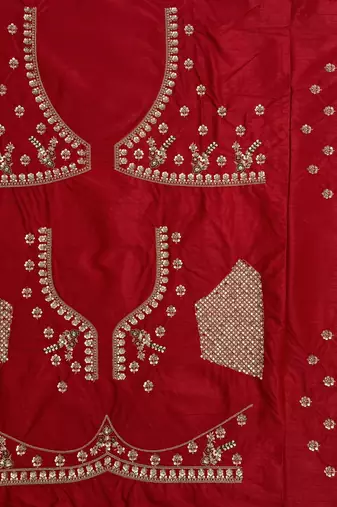 red color Khatali handwork Sequince and Multi Thread and Sequince work silk blend Lehenga Choli set