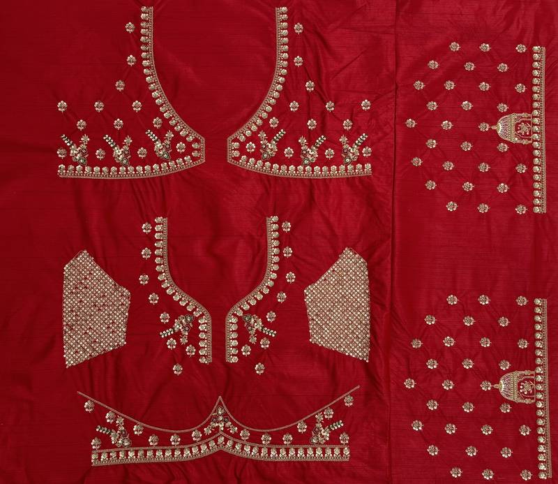 red color Khatali handwork Sequince and Multi Thread and Sequince work silk blend Lehenga Choli set