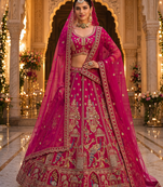 rani pink color handwork and Multi Thread and Sequince work silk blend Lehenga Choli set