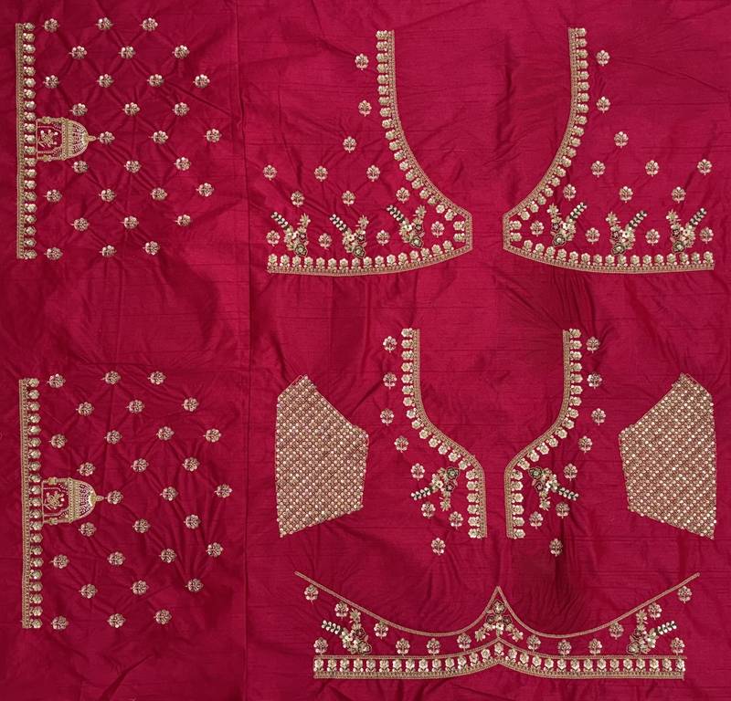 rani pink color handwork and Multi Thread and Sequince work silk blend Lehenga Choli set