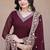 Maroon georgette readymade anarkali suit with embroidery & sequence work