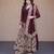 Maroon georgette readymade anarkali suit with embroidery & sequence work