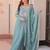 Sky georgette readymade anarkali suit with embroidery & beads work