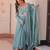 Sky georgette readymade anarkali suit with embroidery & beads work