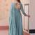 Sky georgette readymade anarkali suit with embroidery & beads work