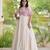 White cotton readymade navratri anarakali suit with mirror & thread work