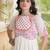 White cotton readymade navratri anarakali suit with mirror & thread work