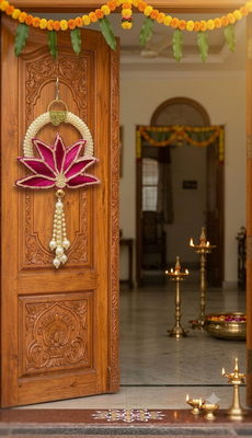 Decorative Shubh Labh Lotus Patch Latkan Hanging | Wall Hanging for Enhance Decor (Pack of 2) 2