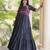 Black cotton readymade navratri anarakali suit with mirror & thread work