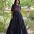 Black cotton readymade navratri anarakali suit with mirror & thread work