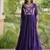 Purple cotton readymade navratri anarakali suit with mirror & thread work