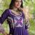 Purple cotton readymade navratri anarakali suit with mirror & thread work