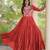 Orange cotton readymade navratri anarakali suit with mirror & thread work
