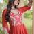 Orange cotton readymade navratri anarakali suit with mirror & thread work