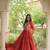 Orange cotton readymade navratri anarakali suit with mirror & thread work