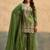 D green viscose readymade suit with embroidery work