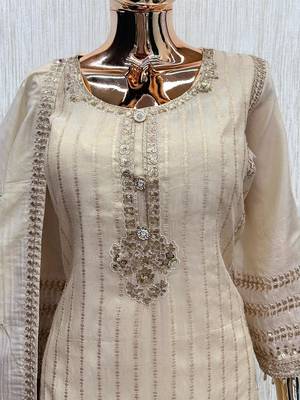 White viscose readymade suit with embroidery work 3
