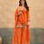 Orange viscose readymade suit with embroidery work