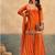 Orange viscose readymade suit with embroidery work