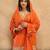 Orange viscose readymade suit with embroidery work